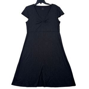 Toad & Co Rosemarie Dress Size L Black A-Line Jersey Knit Organic Cotton Blend